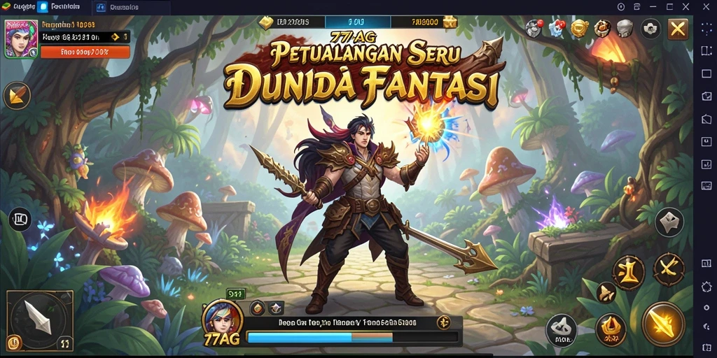 Screenshot gameplay 77AG menunjukkan aksi seru dalam petualangan RPG.