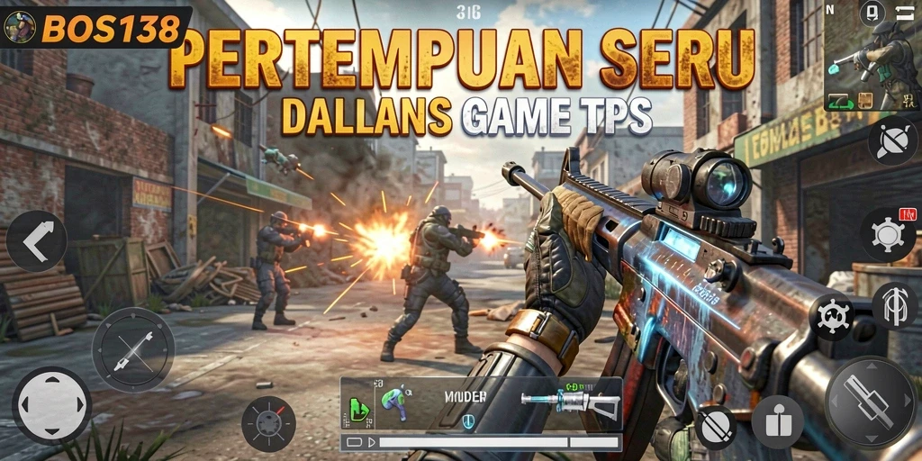 Screenshot menampilkan aksi pertempuran intens dalam game TPS.