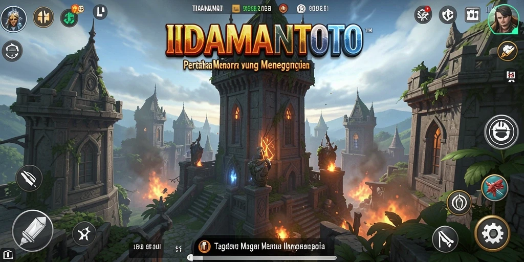 Screenshot gameplay IDAMANTOTO menampilkan menara yang siap menghadapi serangan musuh.