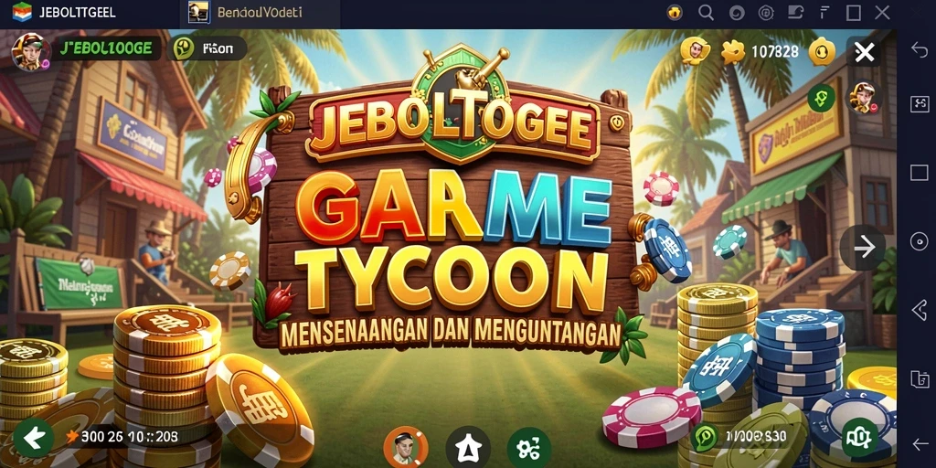 Screenshot gameplay JEBOLTOGEL dengan elemen Tycoon.