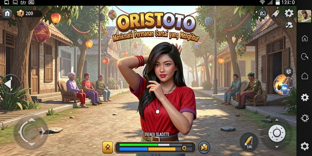 Tampilan gameplay ORISTOTO yang penuh warna dan seru.