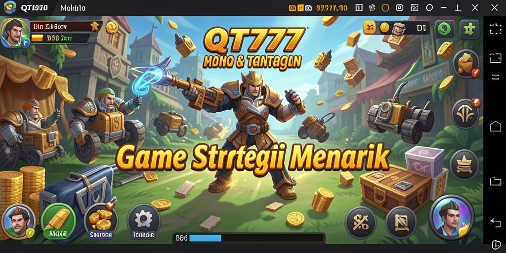 Screenshot QT777 menampilkan pertempuran strategi yang intens.