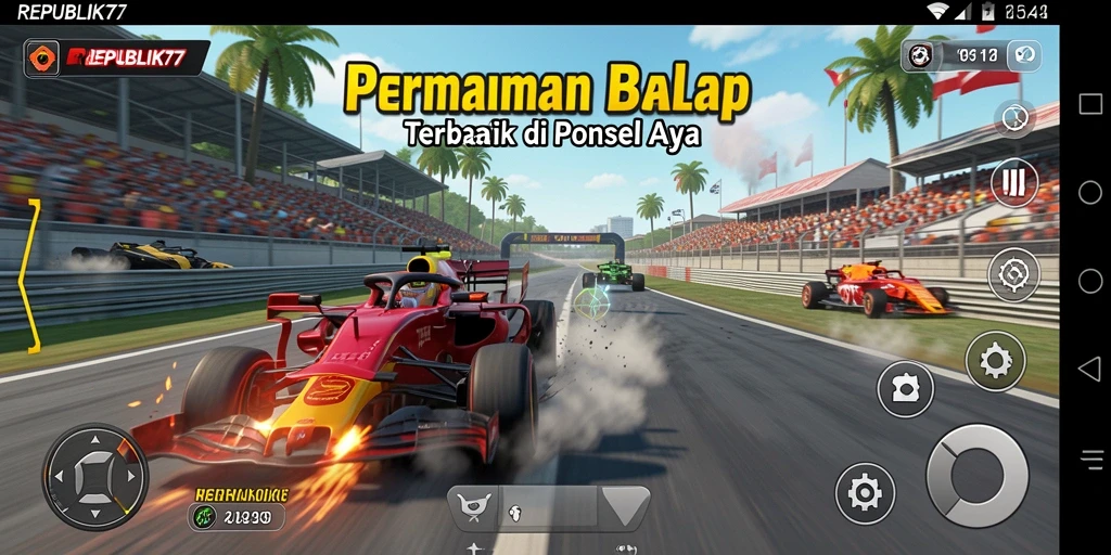 Screenshot dari gameplay balap yang mendebarkan di REPUBLIK77.