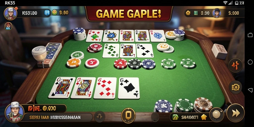 Tampilan gameplay Gaple yang seru dan interaktif di RK55.